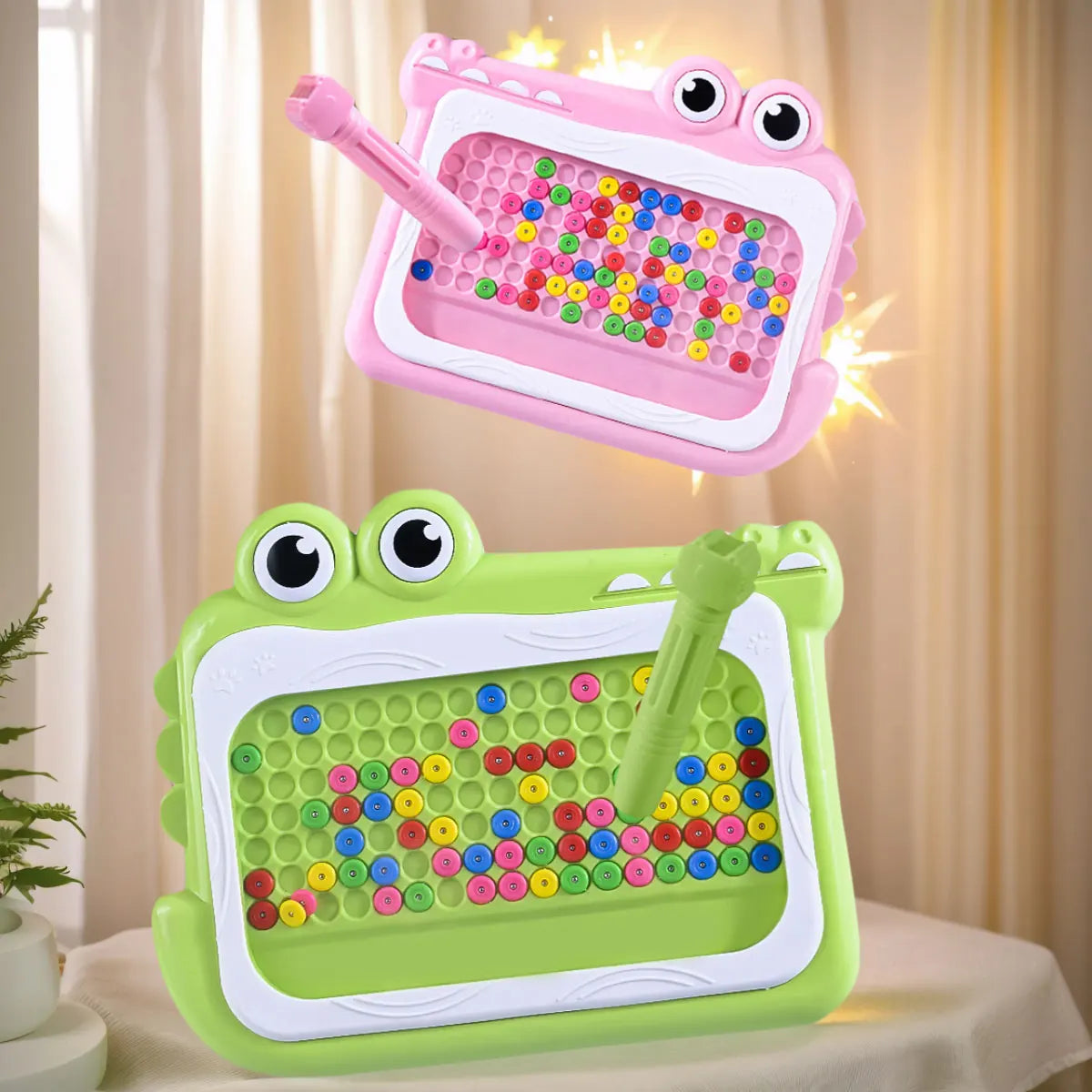 Montessori Magnetic Drawing Board Kids Color Cognition Toy Training Pen Control Moving Bead Sensory Game Play Educational Gift