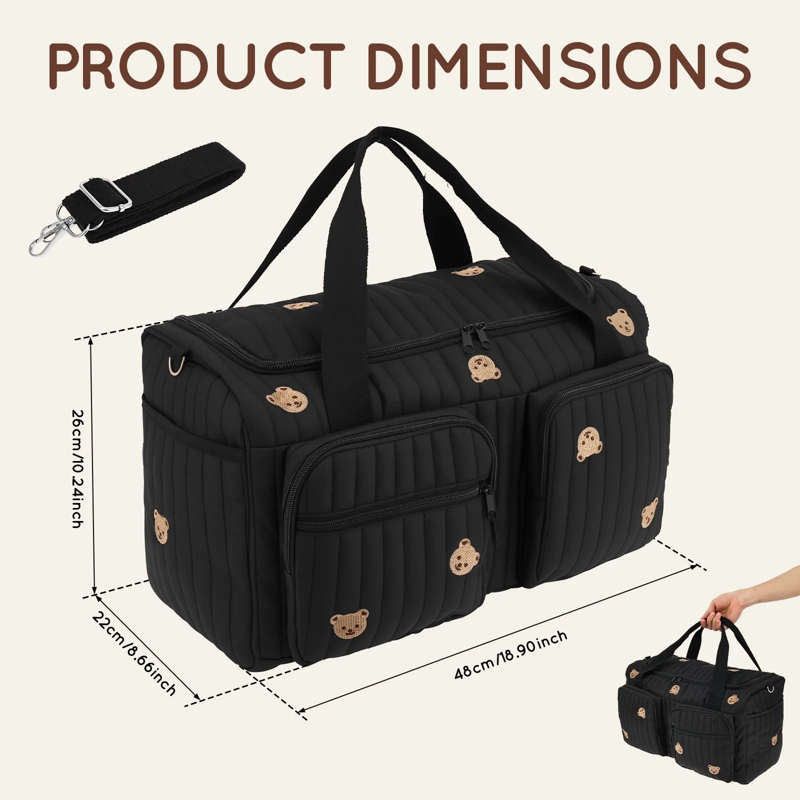 Portable Mommy Bag Large Capacity Hospital Maternity Bag with Shoulder Strap and Multiple Pockets Multipurpose Diaper Tote Bags