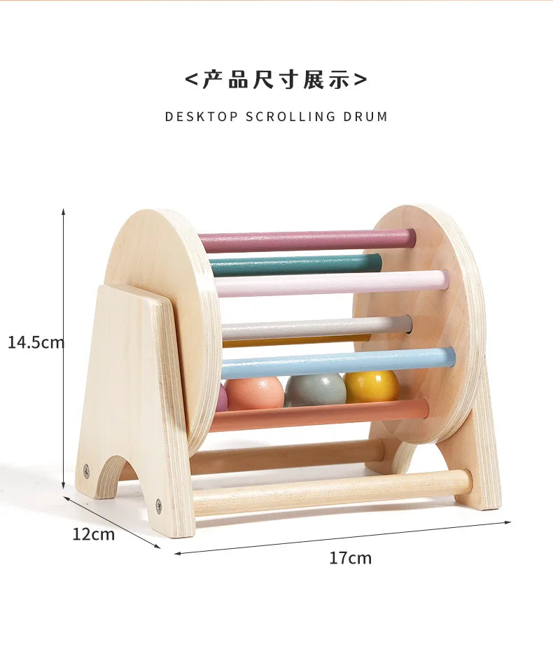 Montessori Wooden Toys Coin Ball Busy Drum Teaching Aid Gifts Color Shape Cognition Match Educational Sensory Toy