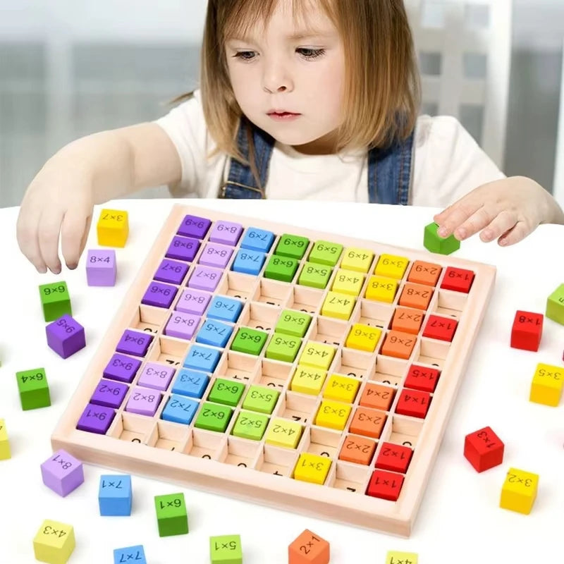Montessori Children Educational Toys Wooden Multiplication Board Game for Multiplication Table Math Arithmetic Teaching Aids