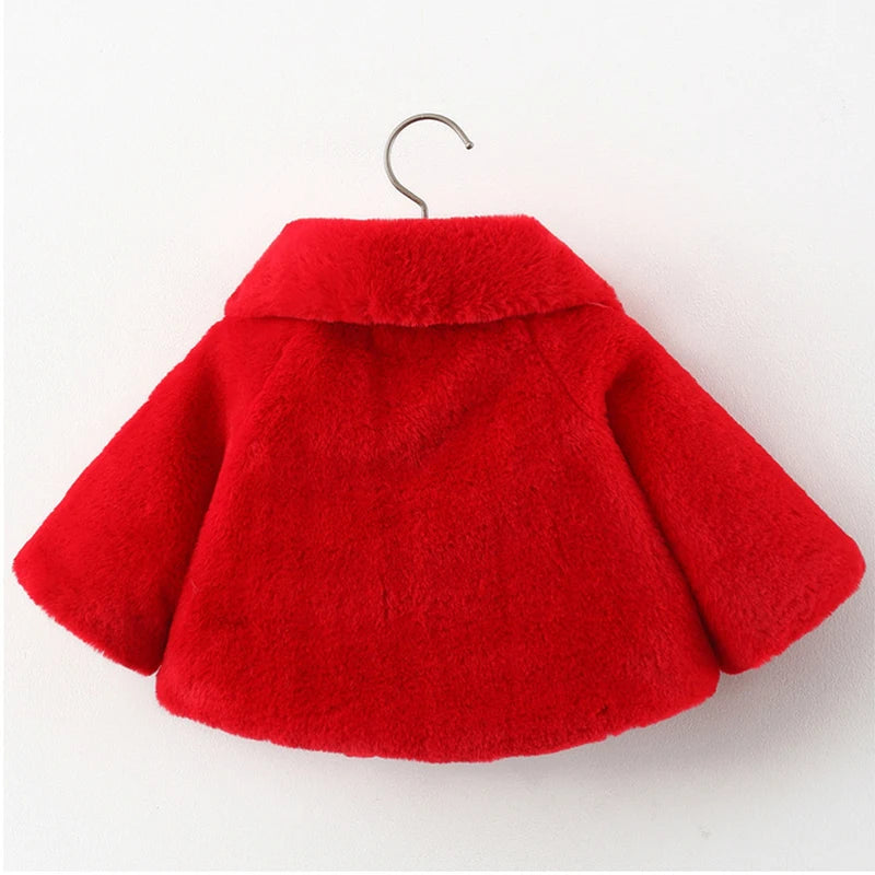 2026 New Winter Jacket For Baby Girl Clothes Fashion Christmas Princess Cloak Autumn Warm Faux Fur Girls Coat Plush Baby Outwear