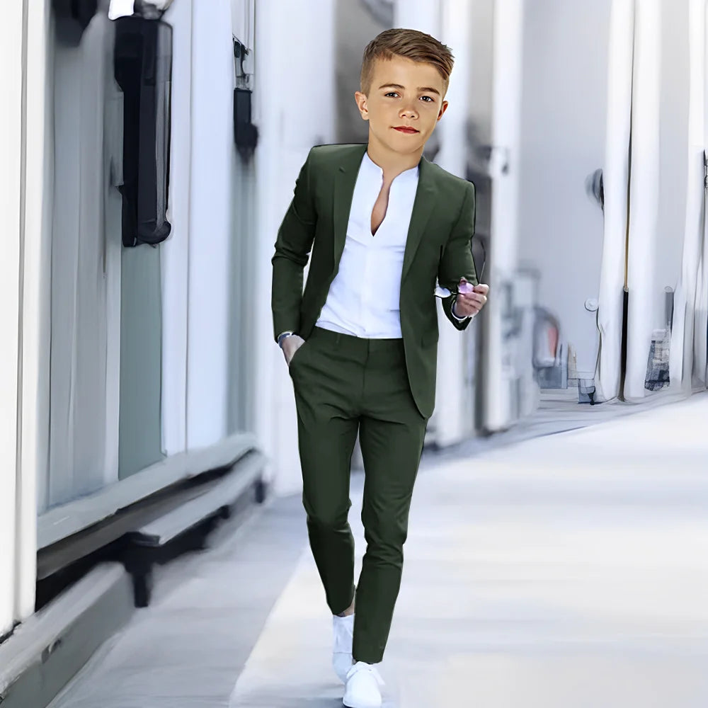 Khaki Suit for Boys Fashion Summer Jacket Pants 2-piece Set Custom Suit Wedding Boys Dress 2-16 Years Old Outfit
