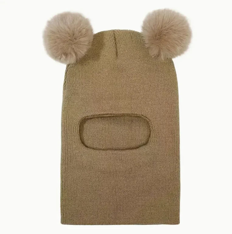 Winter Hat with Pom-Pom Trim - Soft Stretchy Knit Beanie for 0-3 Year Olds, Lightweight & Windproof, with Accents, with Trim
