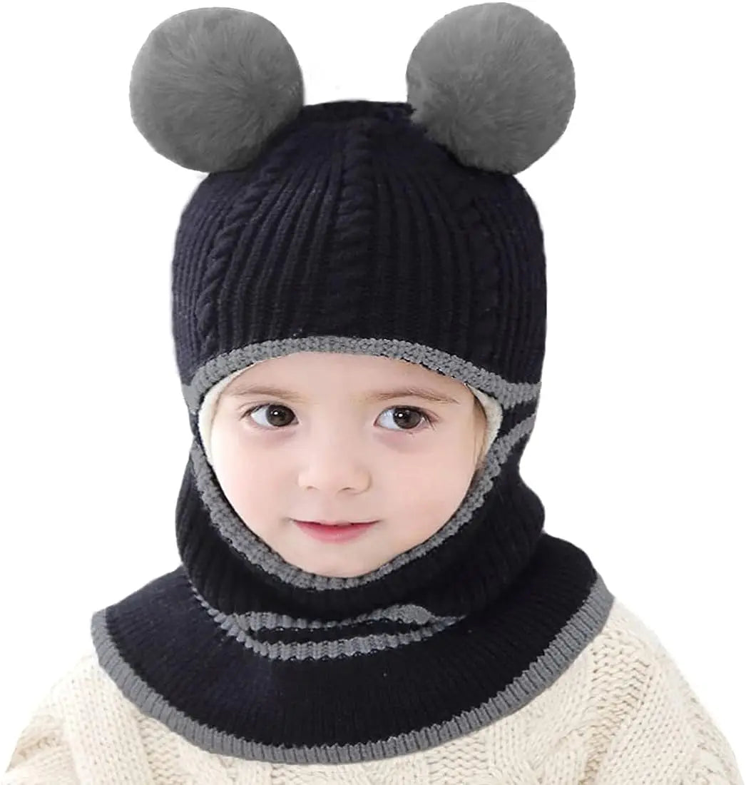 1-4 Years Baby Kids New Autumn Winter Bear Ear Knitted Cap Children Cute Warm Beanies Hats Girls Boys Knit Pullover Bonnet Caps