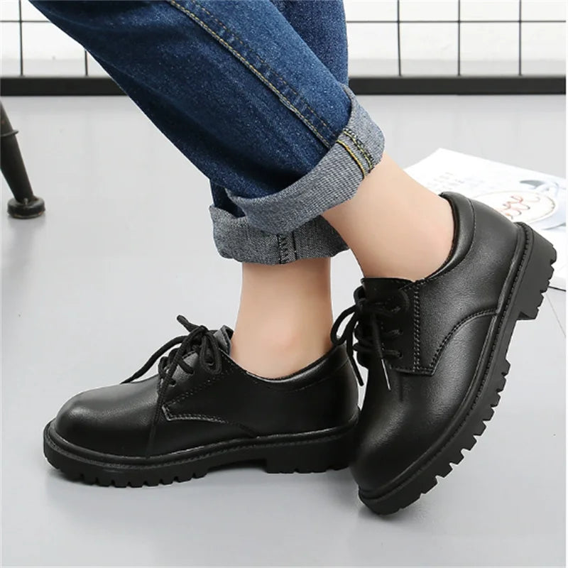 Kids Shoes Boys Leather Shoes Autumn 2025 New Children Black Soft Sole School Performance Shoes