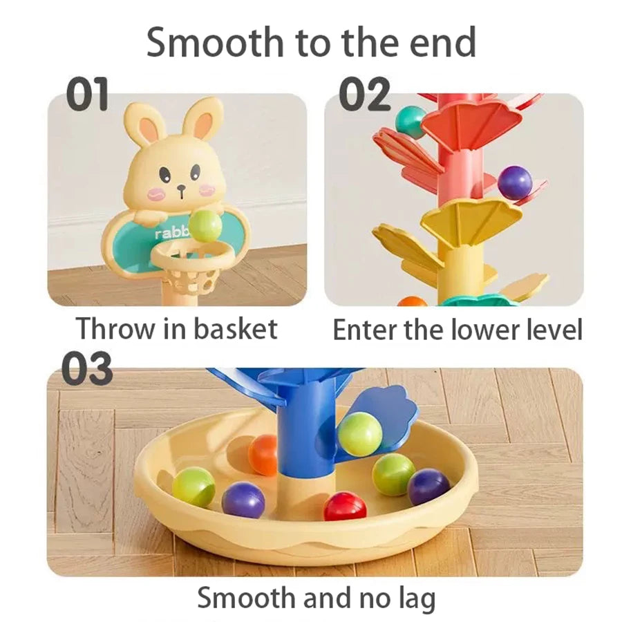 Montessori Baby Toy Rolling Ball Tower, Educational Game Baby Stacking Track Spinner, Baby Development Toys