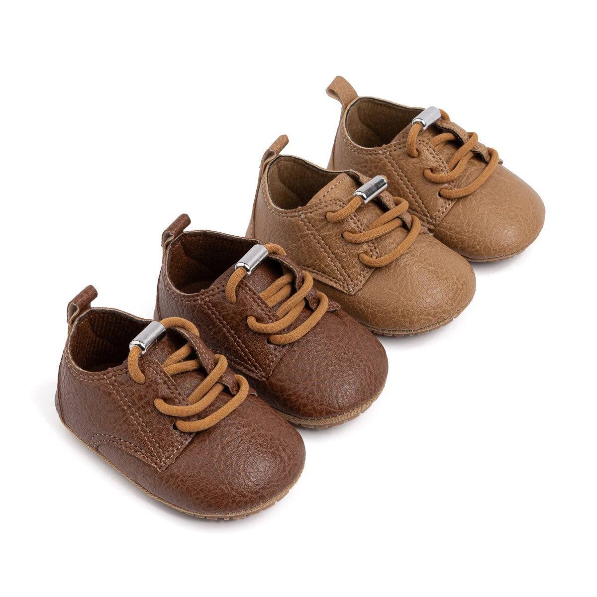 Boys Girls Shoes Retro Leather Casual Sneakers Lace Up Wear-resistant Rubber Soft Anti-slip Sole Toddler First Walkers 2-colors