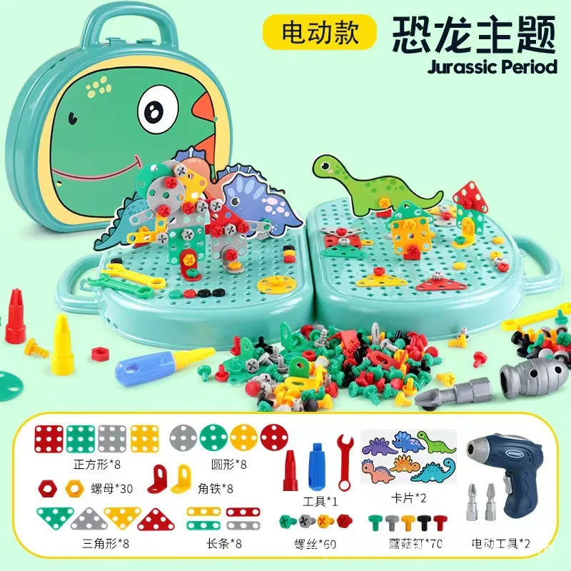 Magic Montessori Toy Play Toolbox with Electric Drill Educational Construction Engineering Toys Creative Kids DIY Learning Toys
