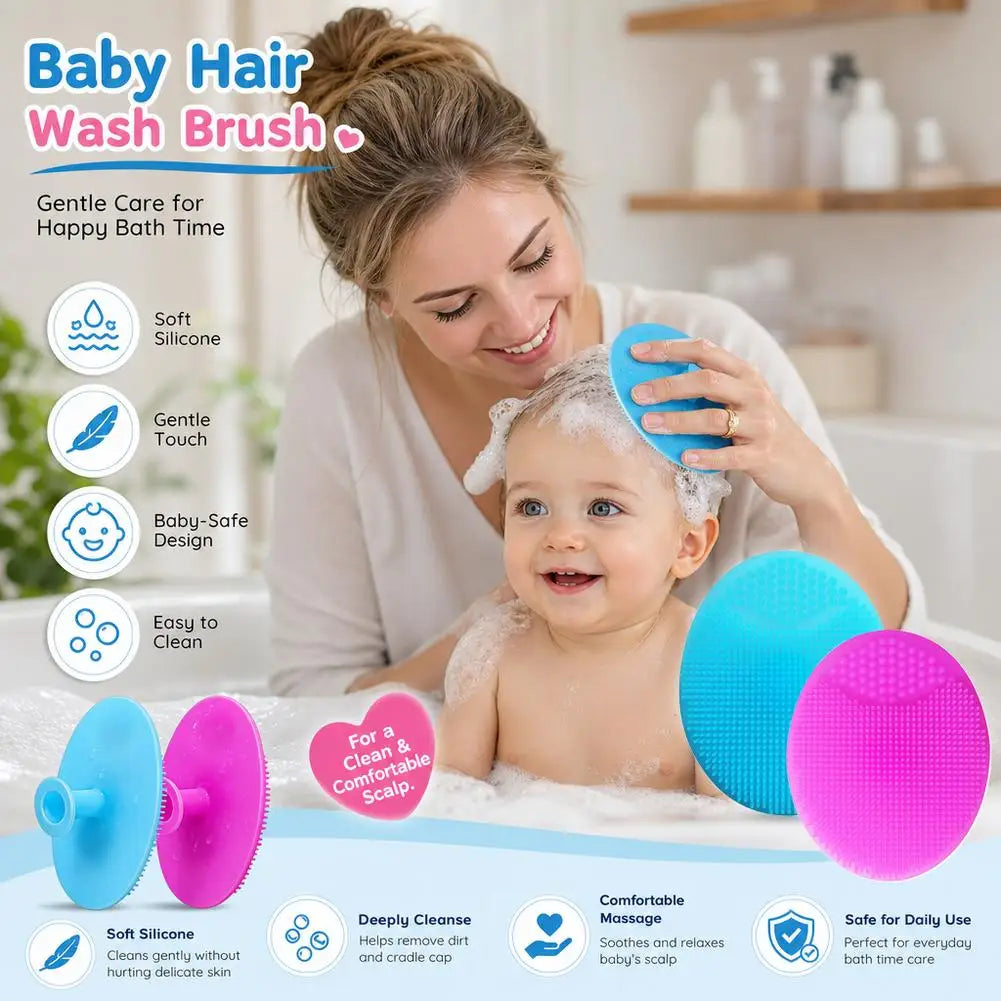 Baby Shampoo Brush Silicone Gentle Scalp Massager Soft Hair Scrub Brush for Newborn Cradle Cap Bath Cleaning Care