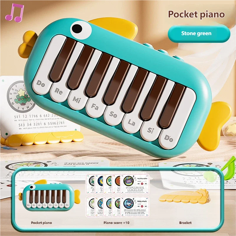 Montessori Baby Electronic Piano Toy, Multifunctional Pocket Music Keyboard, Early Learning Educational Musical Instrument Game