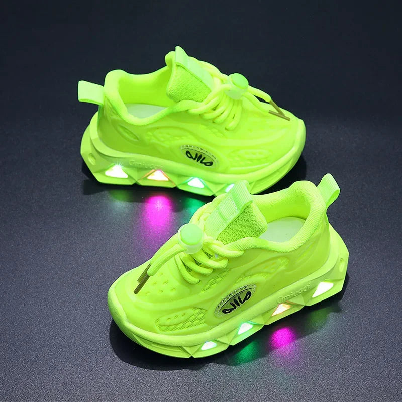 Baby Shoes2023 Spring Autumn New Boys and Girls Light Up Clunky Sneaker Small and Medium-sized Children's Soft Soled Baby Shoes
