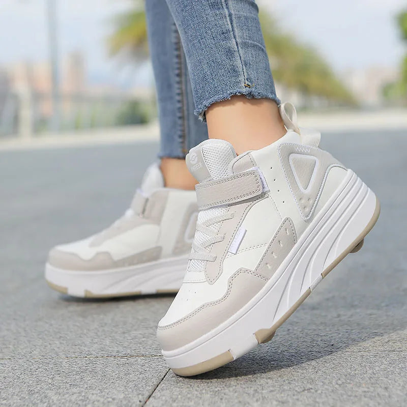 Boys and Girls Roller Skate Shoes Fashion Casual Sports Children 4-Wheels Sneakers for Kids  Gift Nice Footwear