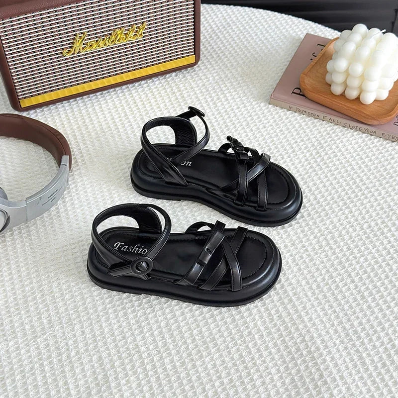 Girls Beach Shoes Bow-knot 2025 Summer Brand New Soft Open Toes Fashion Kids Sandals Princess Sweet Style Anti-slippery Shoes
