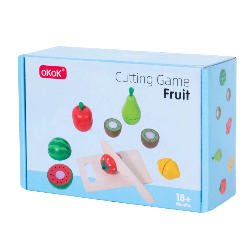 Montessori Wooden Toys Simulation Kitchen Pretend Classic Game Educational For Children Kids Gift Cutting Fruit Vegetable Set