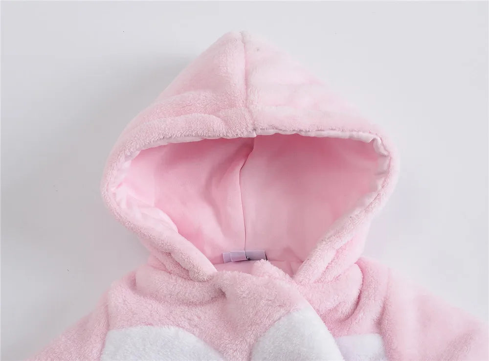Winter Baby Girls Rompers Long Sleeve Hooded Design Premature Cotton Thicken Cartoon Clothes