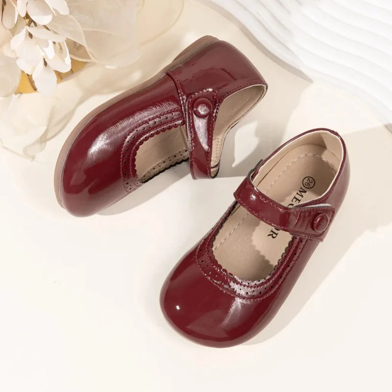 Girls' Leather Shoes 2026 Spring/Autumn New Simple Solid Color Kid's Princess Single Shoes Lightweight Children's Shoes 21-30