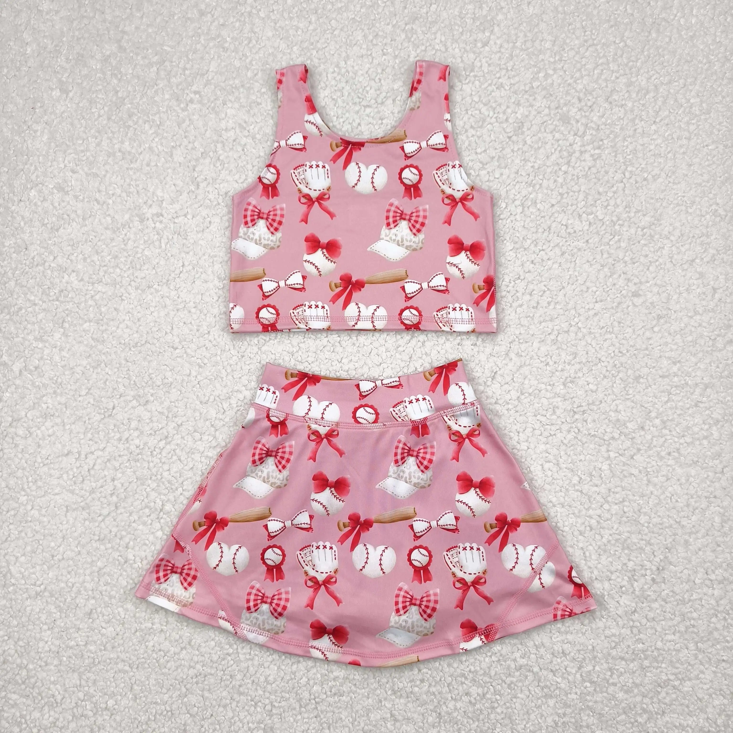 Baby Girls Clothes Dresses Toddler Girl Summer Athletic Acive Wear with Under Pink Castles Yoga Vest Top Sports Skorts Sets