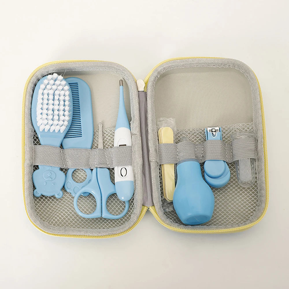 AnGku 8 sets Baby Care Tools Portable Hygiene Kit for Babies with EVA Box Grooming Kit for Newborn Baby