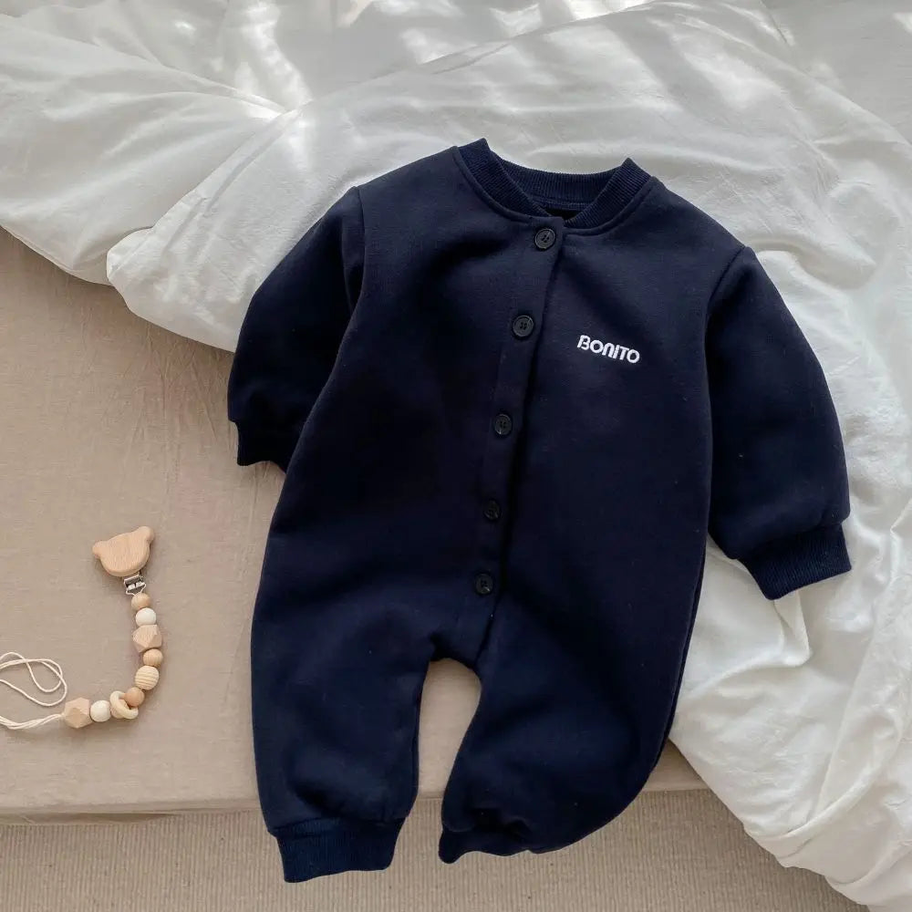 Autumn Winter Newborn Baby Clothes Letter Print Boy Romper Warm Infant Girl Soft Fleece Jumpsuit Pajamas 2026 Bodysuit for 0-24M