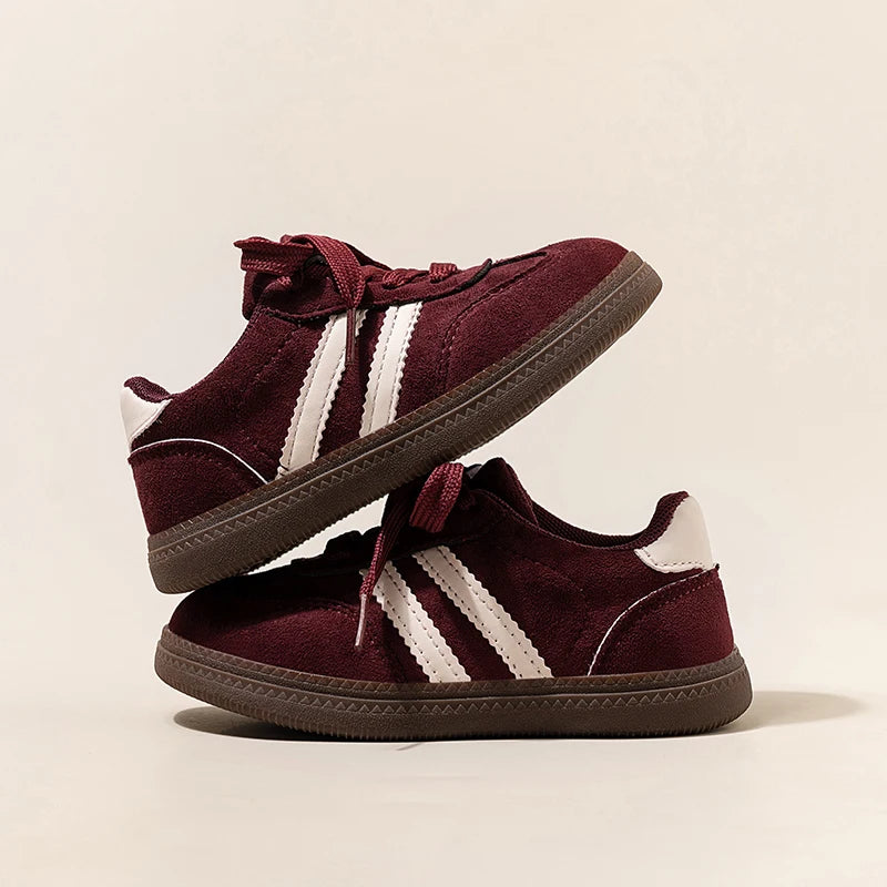 2025 Spring Autumn New Boys' Soft soled Sports and Leisure Shoes Girls' Baby Color blocked Board Shoes Brown Grey Size 23-36