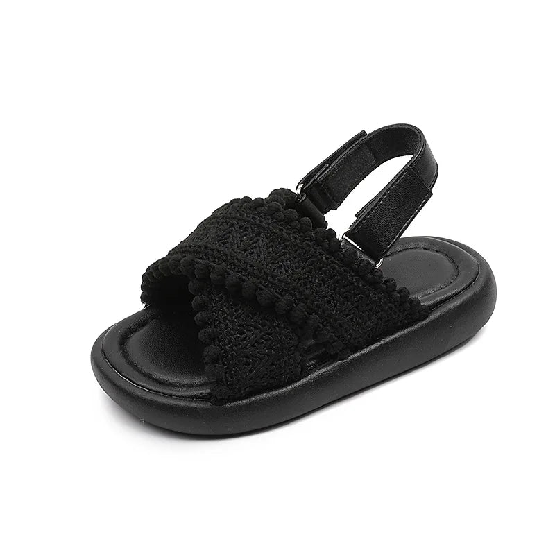 Girls Summer Beach Shoes Ethnic Style Kids Casual Sandals Soft Sole Fashion Children Retro Princess Shoes 2026 Summer New