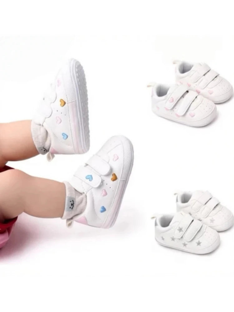 Baby Shoes for Girls and Boys with Love Embroidery 0-12 Months Fashion Baby Shoes Prewalker for Girls and Boys