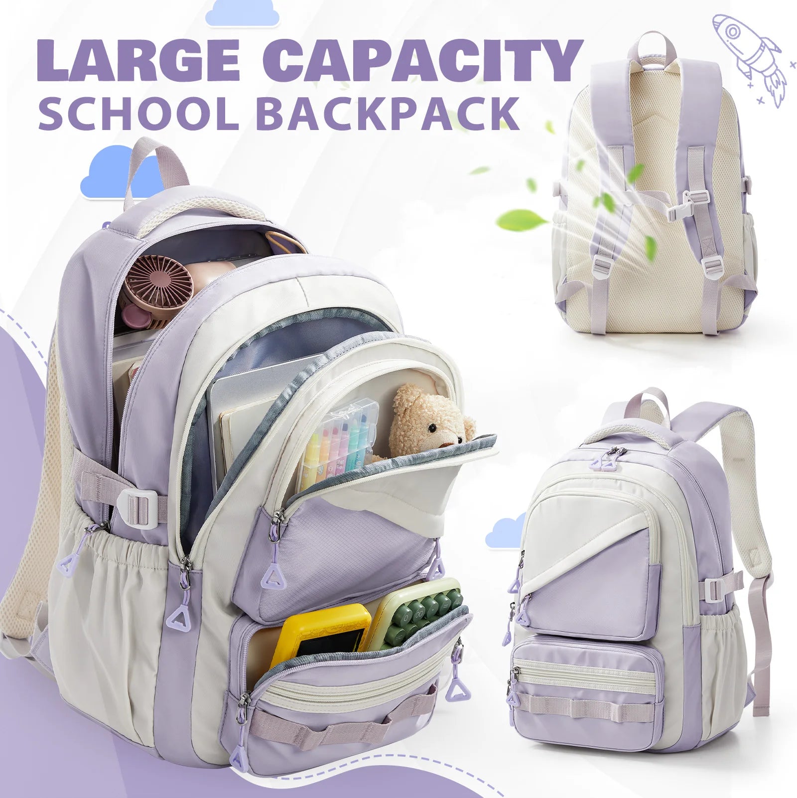 School Bag for Girls, School Backpack Teen Cute Travel Backpacks for Girls, School Girls 5th Grade Elementary School Bookbag