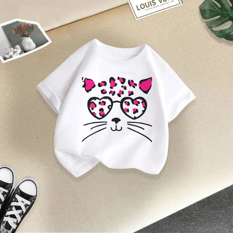 Summer's New Stylish and Fashionable Short-sleeved T-shirts for Boys and Girls, Round-neck Short-sleeved Children's Clothing