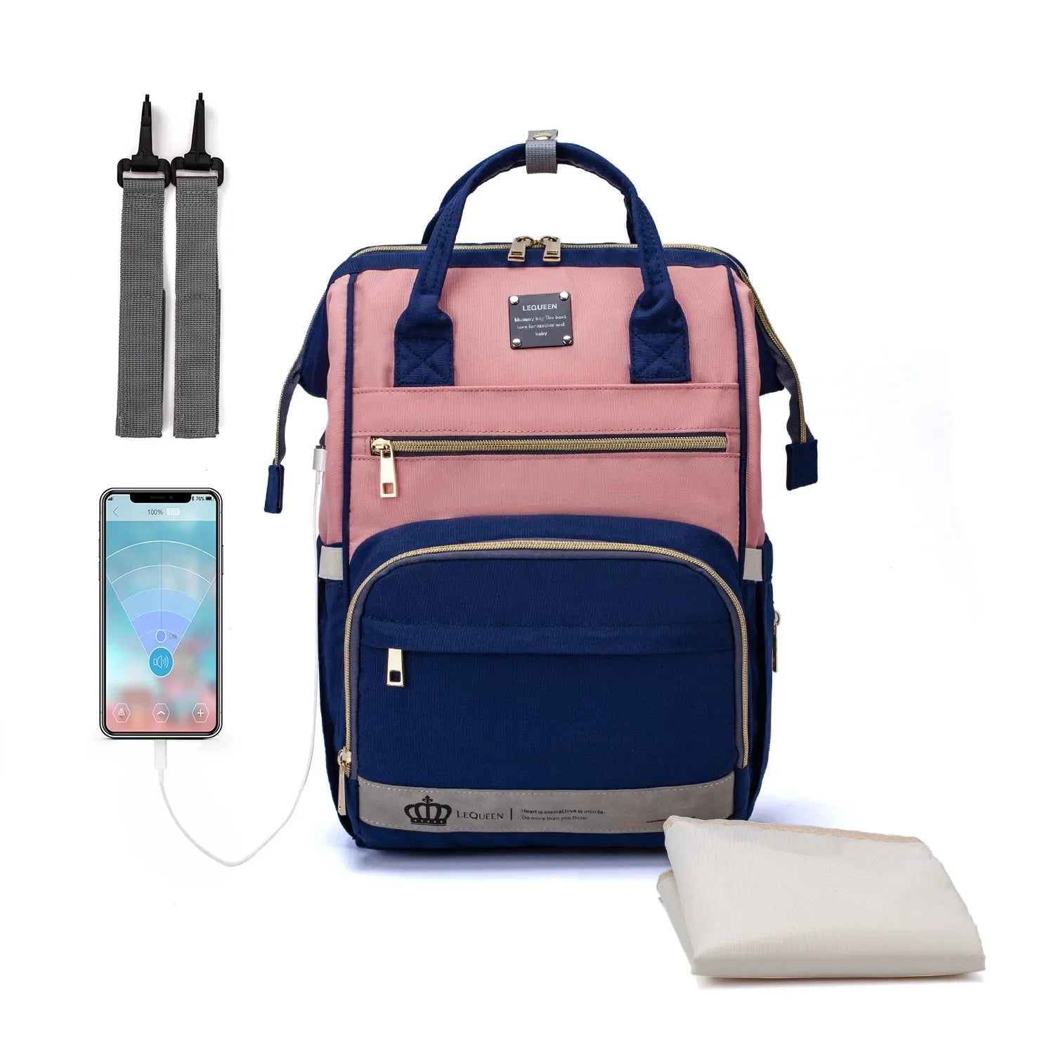 Baby Nappy Bag Mummy Bag Backpack Waterproof Storage Handbag Outdoor Travel Mommy Maternity Bag For Baby Stuff Gray Diaper Bags