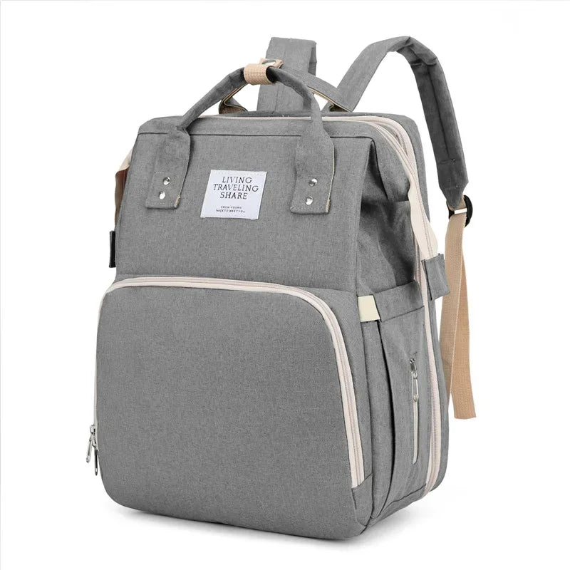 Baby Bed Mother Large Capacity Nappy Milk Bottle Backpacks with Changing Mat Convenient Baby Nursing Bags Gift Mommy Diaper Bags