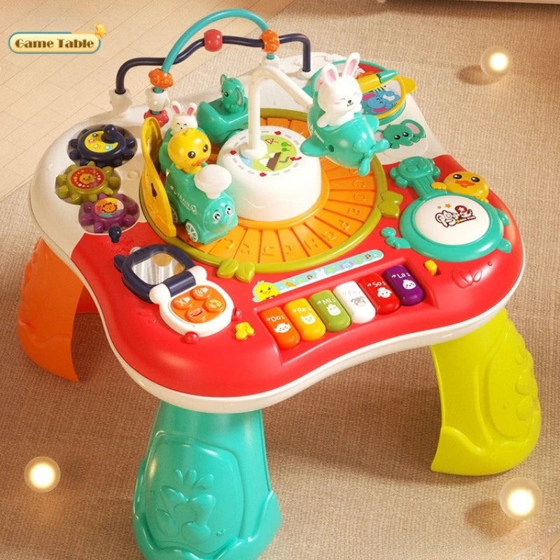Montessori Activity Table for 6-36 Months 8-in-1 Sensory Learning Toy with Musical Keyboard Educational Play Center for Toddlers