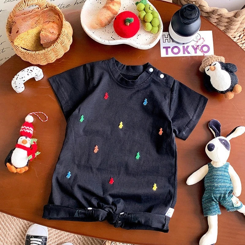 New Summer Clothing Short-sleeved Open-file Baby Onesie, Male and Female Baby Thin Pajamas, Climbing Clothes