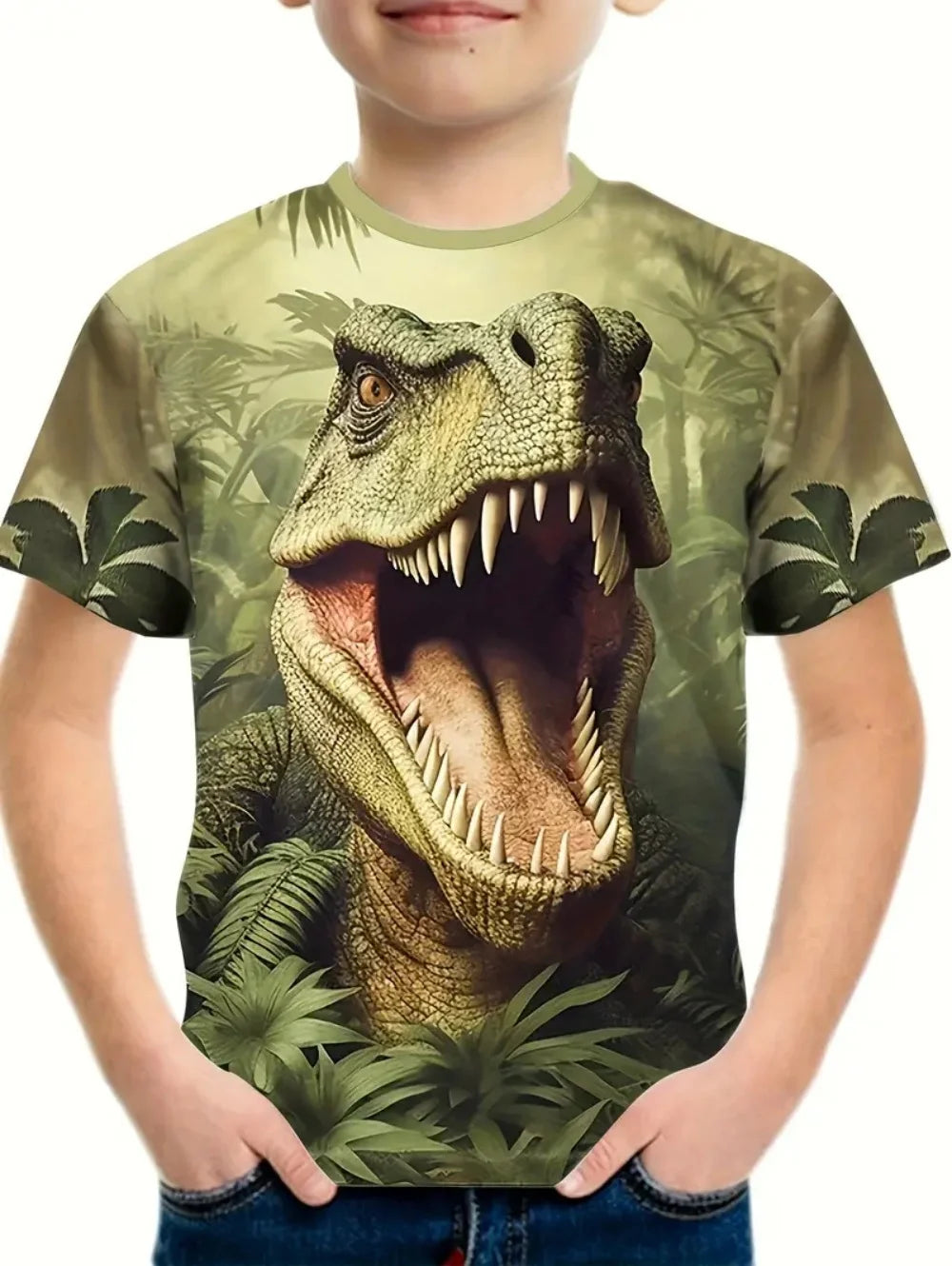 Boys Kids Clothes 3D Print Cartoon Dinosaur Graphic T Shirts Fashions Summer Streetwear O-Neck Short Sleeves T-Shirts for Boys