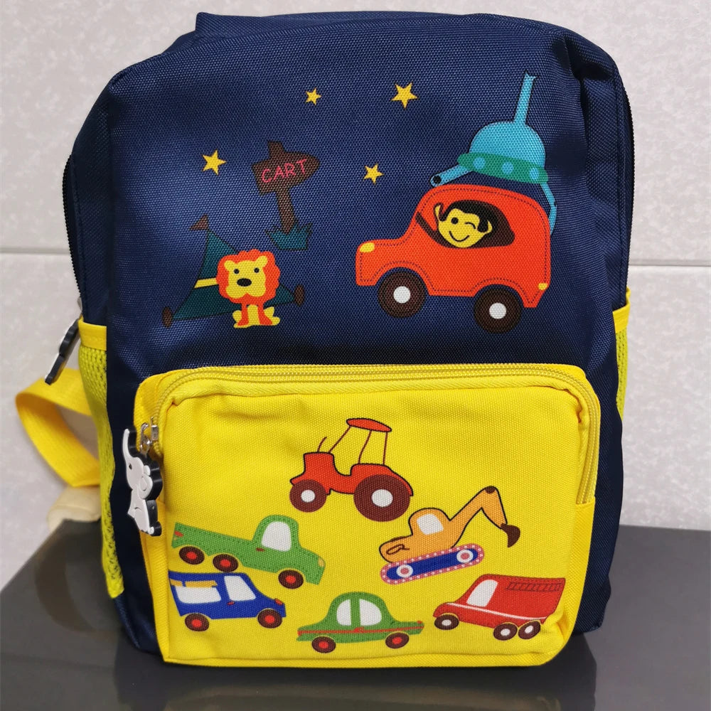 Cartoon Cars Kindergarten Backpacks Personalized Embroidered Name Children's Schoolbags Custom Name Baby Outgoing Snack Bags