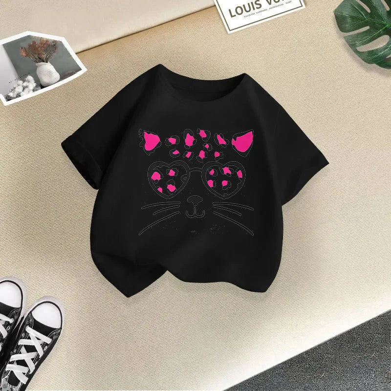 Summer's New Stylish and Fashionable Short-sleeved T-shirts for Boys and Girls, Round-neck Short-sleeved Children's Clothing