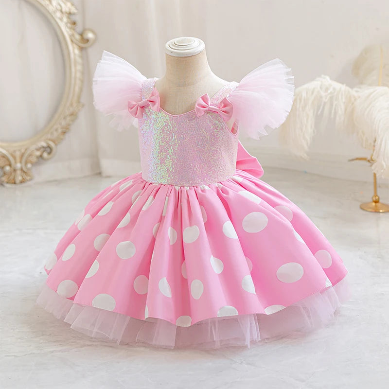 Girls' Princess Dress, Baby's First Birthday Tutu Dress, Flower Girl Wedding Dress, Children's Bowknot Dress, Masquerade Performance Costume