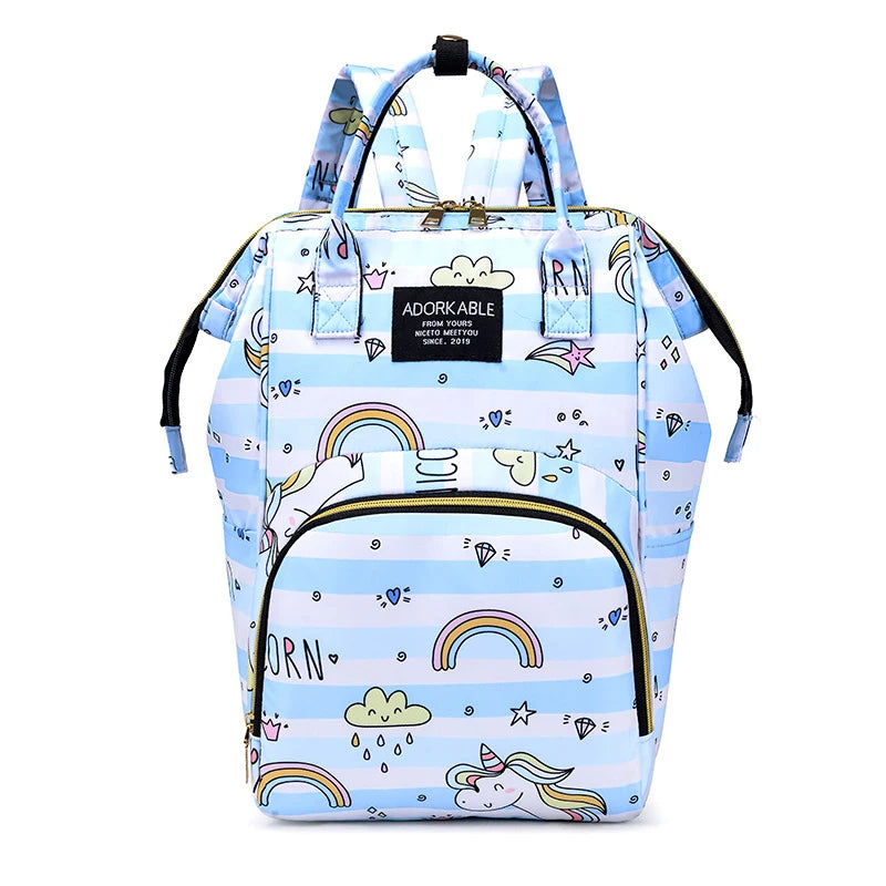 Cartoon Print Mommy Backpack Large Capacity Baby Bottle Storage Bags Baby Diaper Bag Fashion Women's Backpack Maternity Bag New
