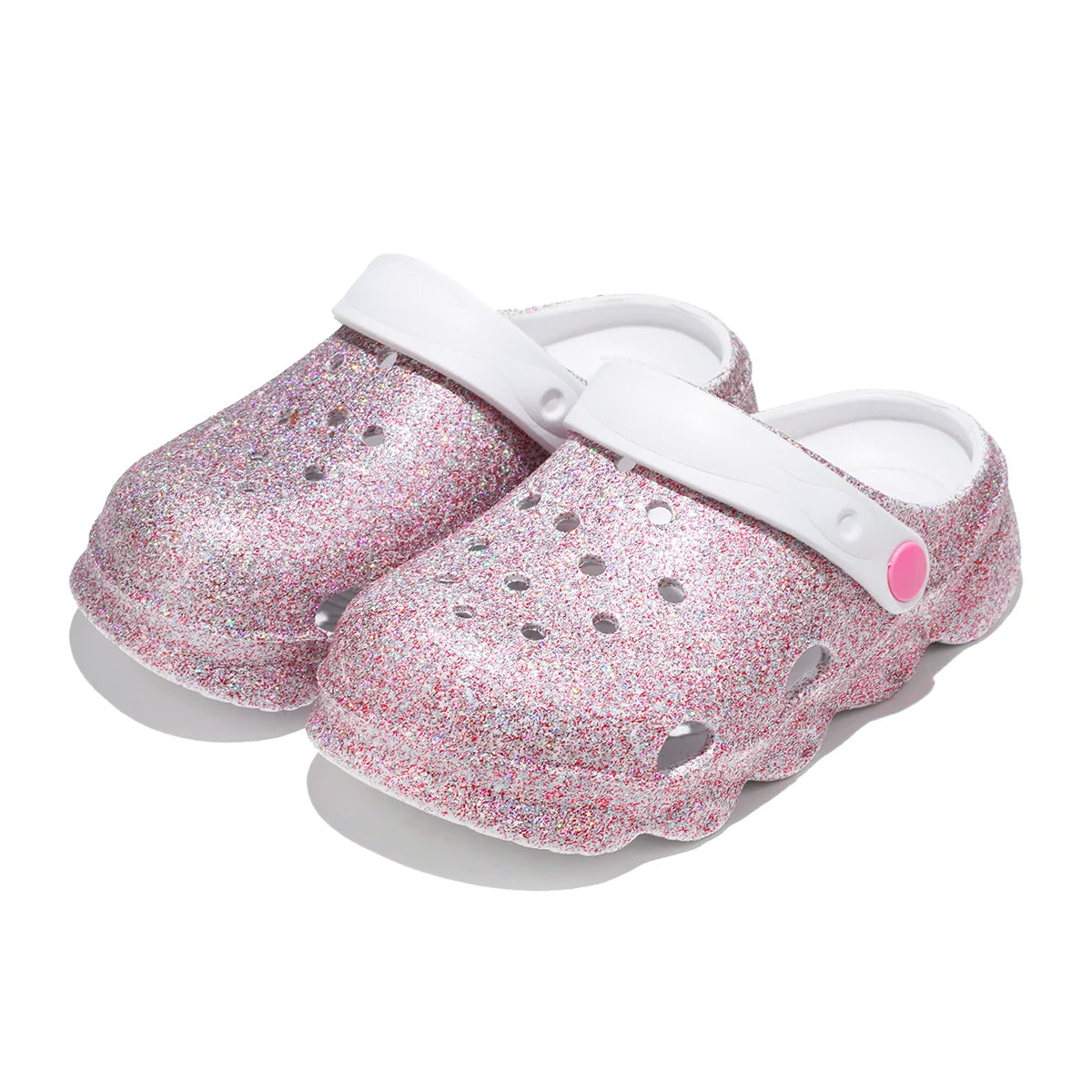 Girls Classic Casual Glitter Clogs, Slip-On Beach Slippers, Non-Slip Garden Clogs Shoes for the Beach 1214