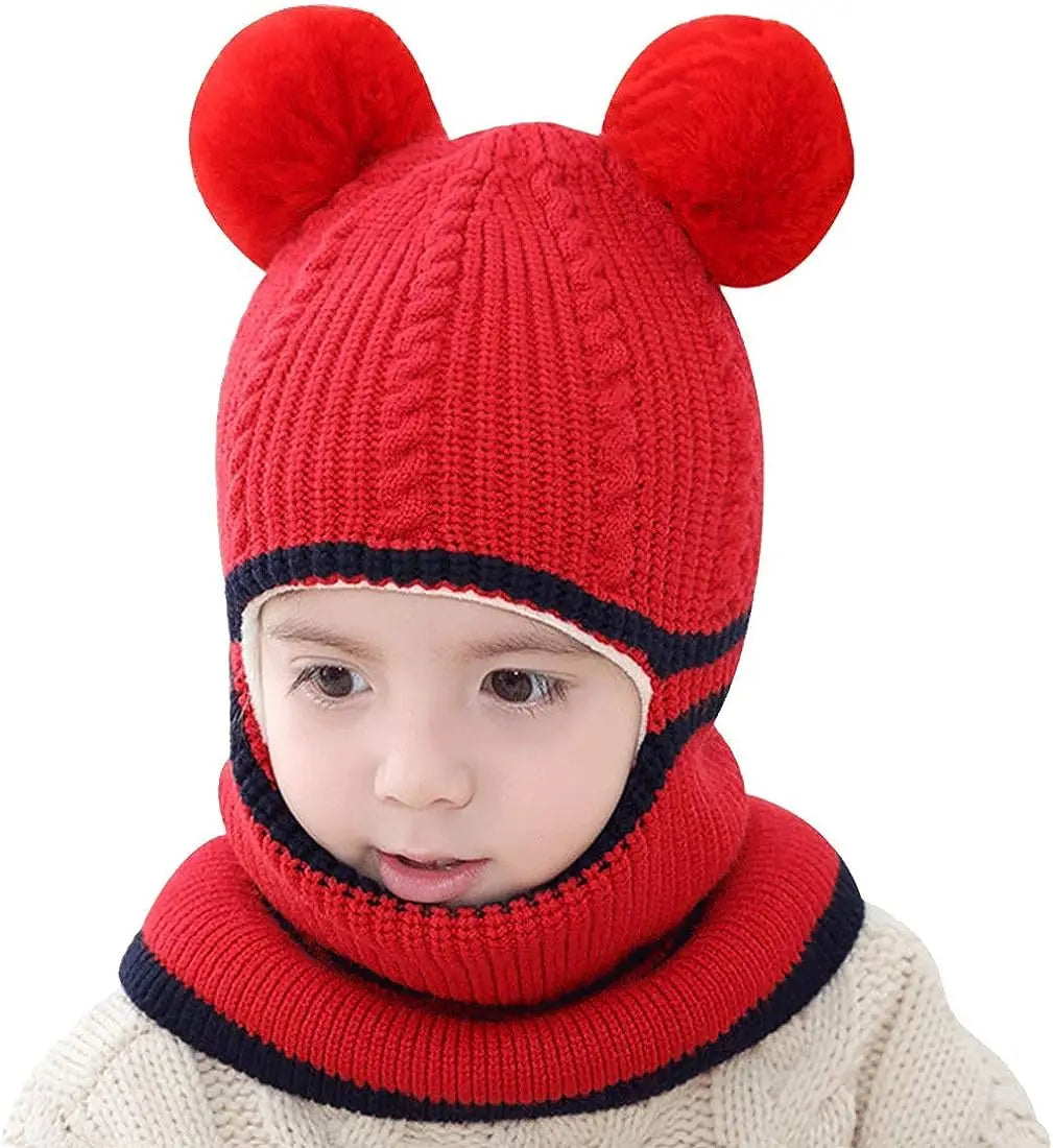 1-4 Years Baby Kids New Autumn Winter Bear Ear Knitted Cap Children Cute Warm Beanies Hats Girls Boys Knit Pullover Bonnet Caps