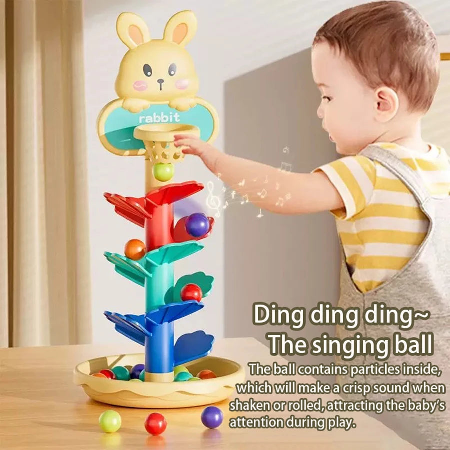 Montessori Baby Toy Rolling Ball Tower, Educational Game Baby Stacking Track Spinner, Baby Development Toys