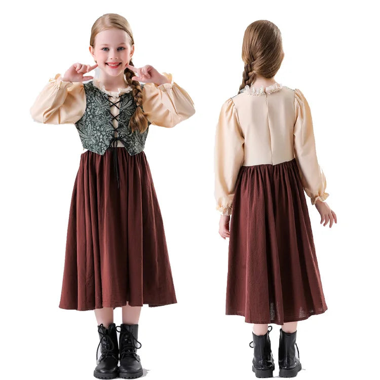 Children's Bavarian National Court Dress Boys And Girls Retro Medieval Costume Halloween Carnival Book Week Cosplay Costume