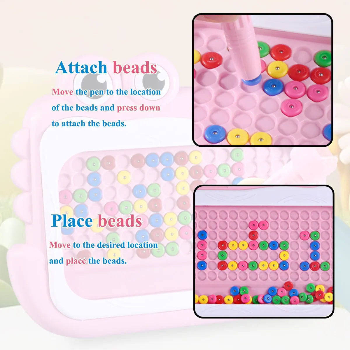 Montessori Magnetic Drawing Board Kids Color Cognition Toy Training Pen Control Moving Bead Sensory Game Play Educational Gift