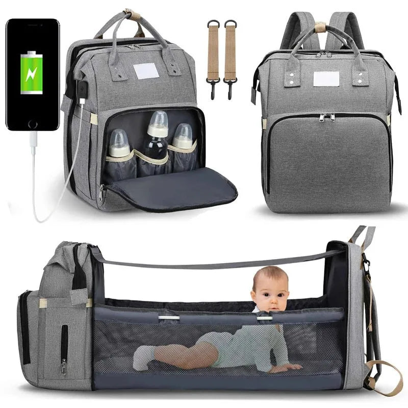 Factory Wholesale OEM ODM Custom Mummy Bag With Bed Cradle Baby Backpack Diaper Bag With Changing Station Mother Baby Care Bag