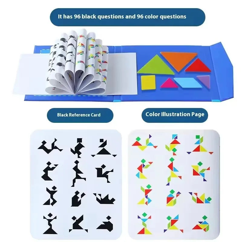 Funy 3D Magnetic Jigsaw Puzzle Tangram Board Geometric Shapes Montessori Educational Toy for Children Kindergarten