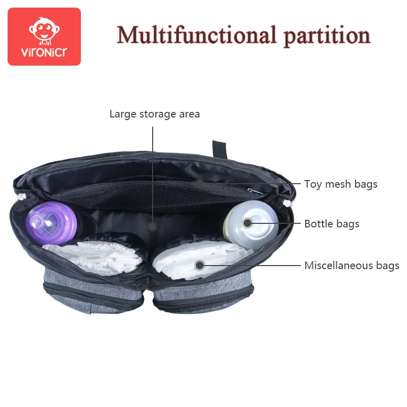 Stroller Organizer Bags Mummy Large Capacity Travel Hanging Bag Bottle Holder Pram Diaper Bags Baby Stroller Accessories