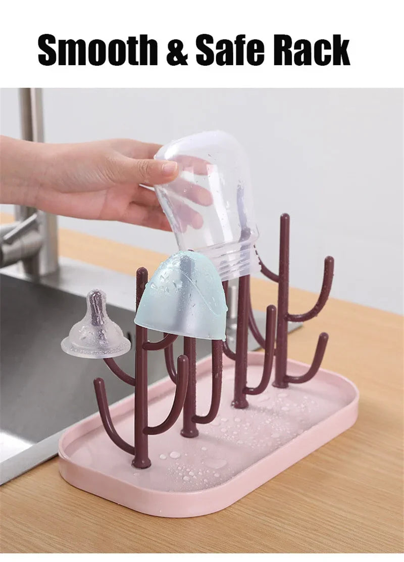 Baby Essentials Bottle Drying Rack for Kitchen Counter,Detachable Bottle Dryer Holder with Base.for Nipples,Cups,Pump Parts