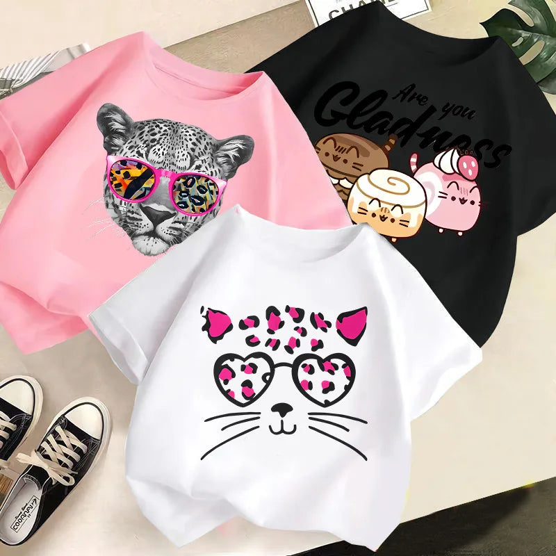 Summer's New Stylish and Fashionable Short-sleeved T-shirts for Boys and Girls, Round-neck Short-sleeved Children's Clothing