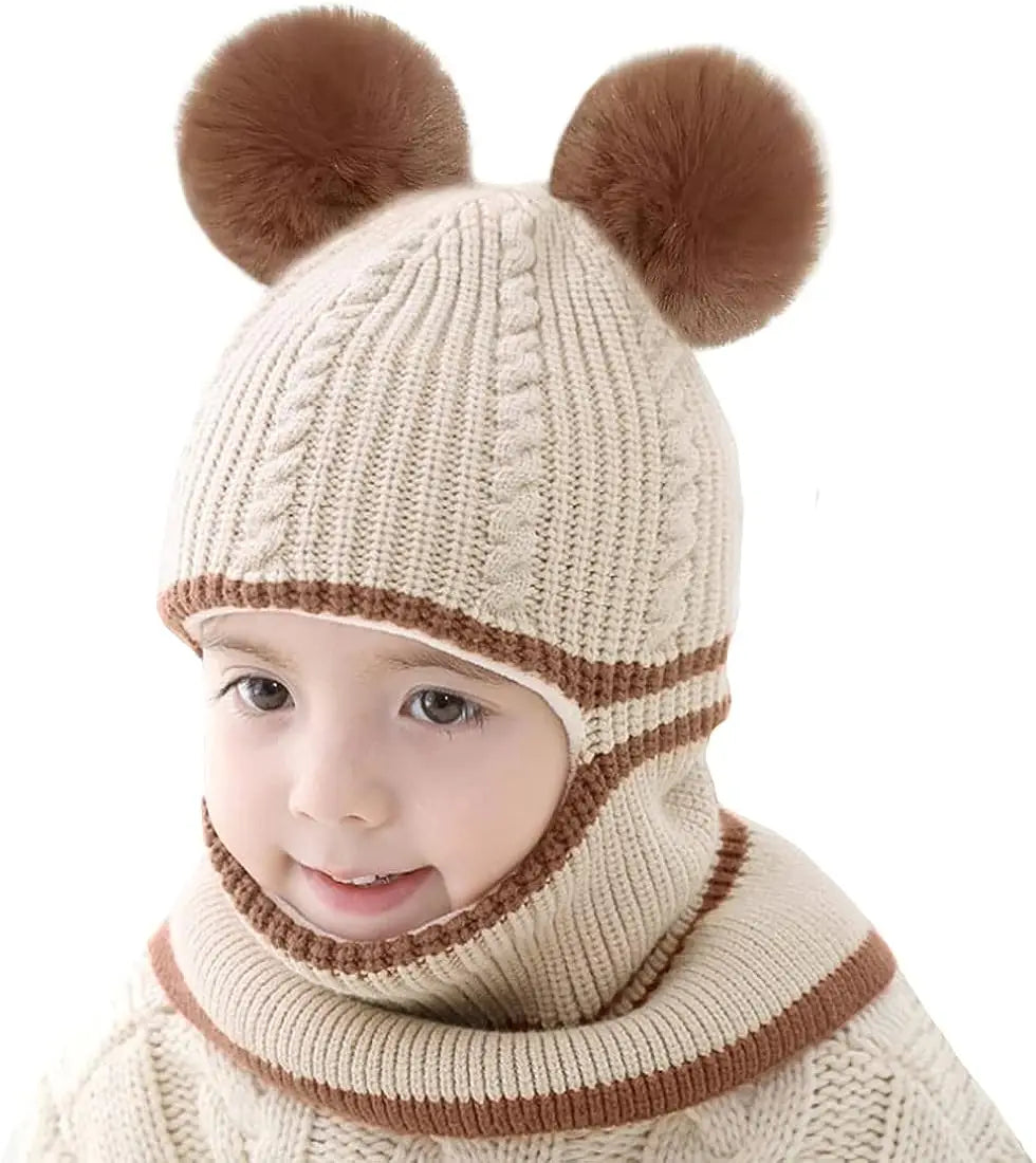 1-4 Years Baby Kids New Autumn Winter Bear Ear Knitted Cap Children Cute Warm Beanies Hats Girls Boys Knit Pullover Bonnet Caps