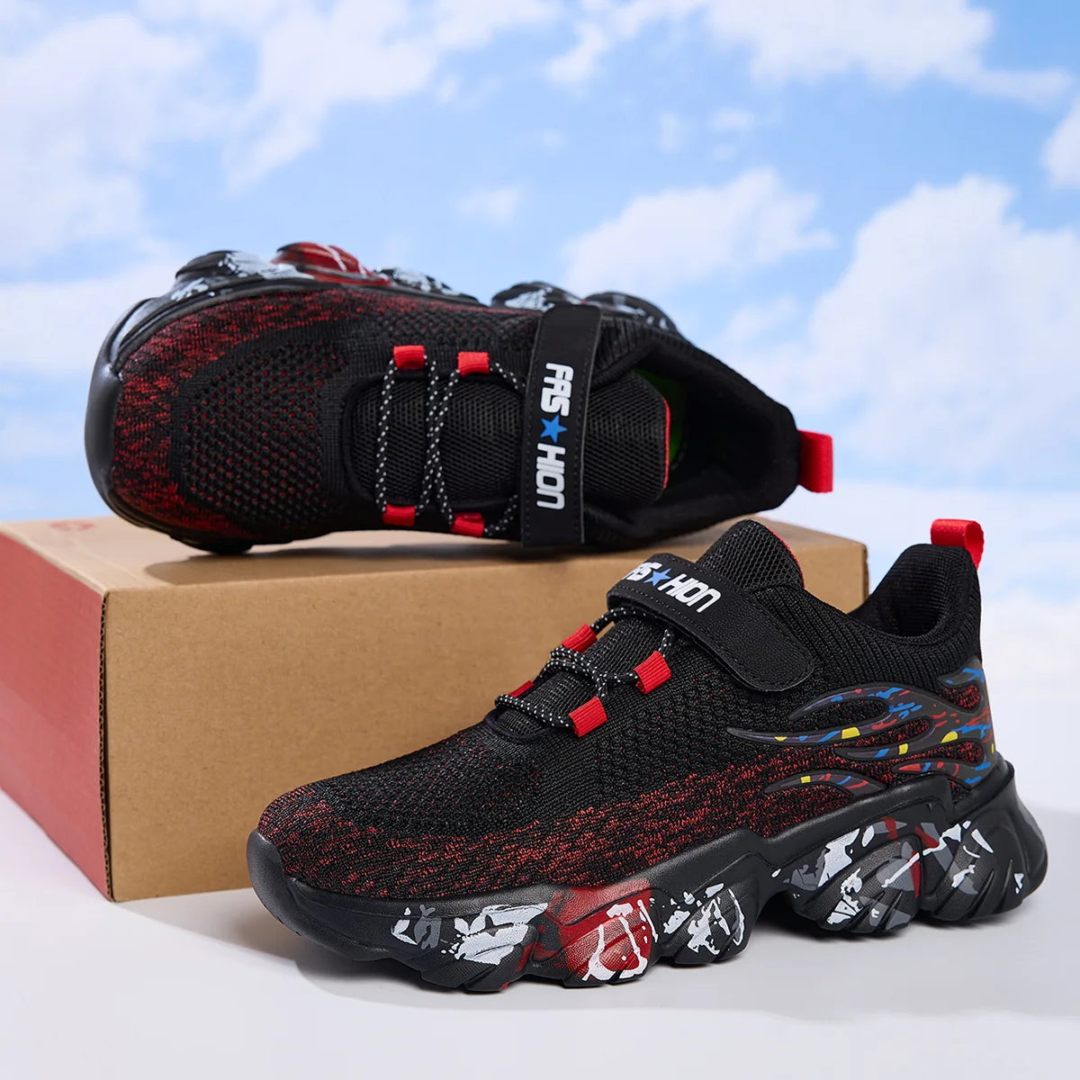 Boys' Shoes Spring New Mesh Breathable Children's Sports Shoes Fashionable Versatile Primary School Running Shoes Non-Slip and W