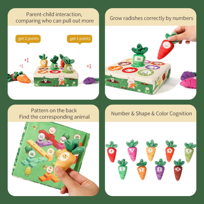 Baby Montessori Toy  Carrot Harvest Game Pull Turnip Toddler Motor Skills Training Color Learning Educational Toys For Children
